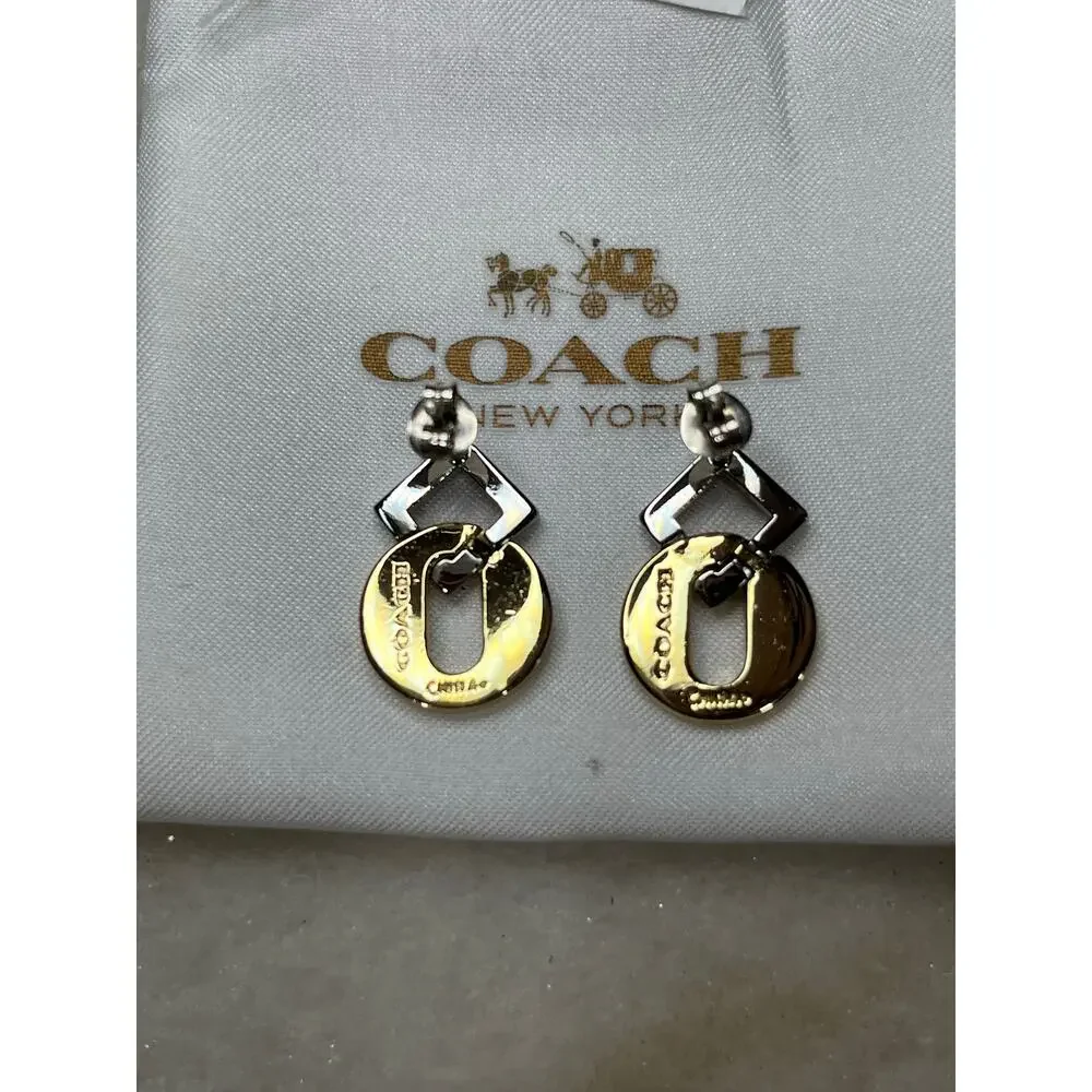 Coach 90288 Mixed Metal Geometric Drop Earrings - Picture 8 of 9